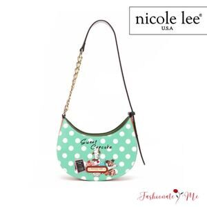 Nicole Lee USA Cupcake Dog Vegan Leather Pockets Polka Dot Pattern Shoulder Bag